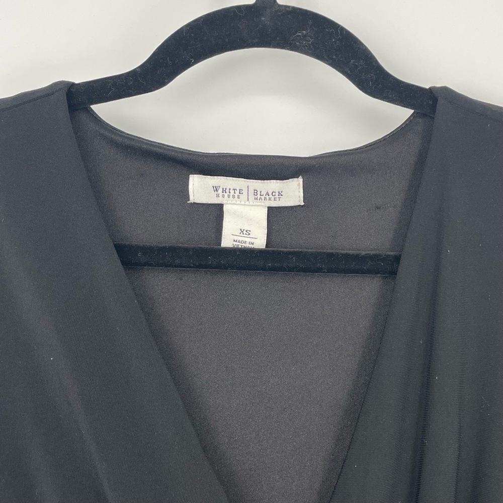 White House Black Market Womens Draped Ruched 3/4 Sleeve Wrap Midi Dress Size XS - Picture 4 of 10